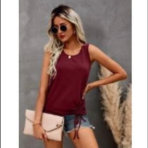 SHIEN Red Drawstring Tank Top